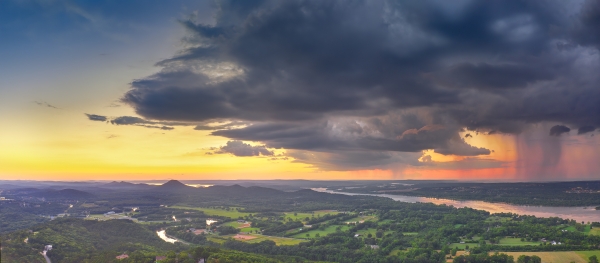 06 Stormy Sunset Over Pinnacle Mountain And The Arkansas River - Professional Arkansas Aerial Photography photography by Paul Caldwell