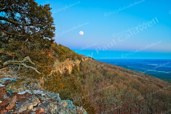 01.2 Wintertime Moonrise On Mt Magazine - Professional Arkansas River Valley Gallery No 1 photography by Paul Caldwell