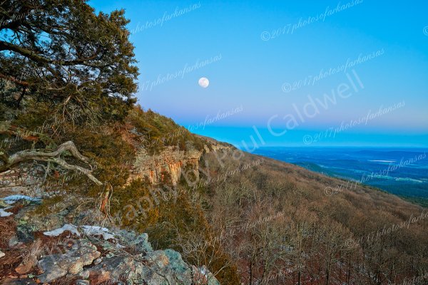 02.1 Sunset And Moonrise Over Mt Magazine - Professional Arkansas River Valley Gallery No 1 photography by Paul Caldwell