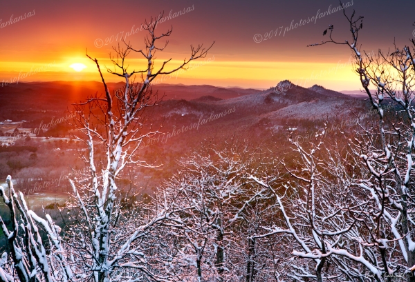 20 Snowy Sunset From Pinnacle Mountain - Professional Arkansas River Valley Gallery No 1 photography by Paul Caldwell