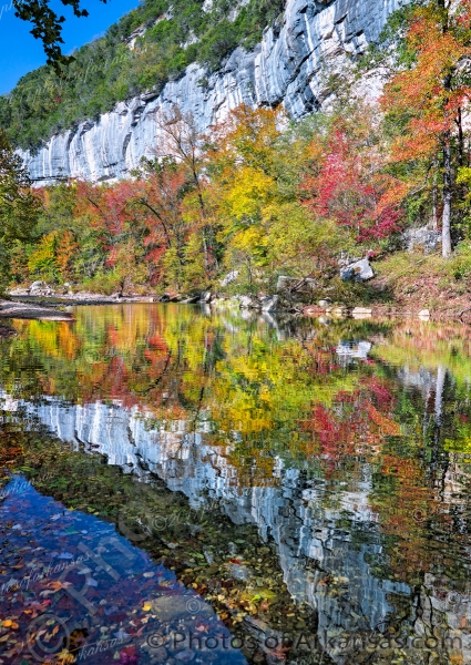 20 Fall Reflections Below Big Bluff On The Buffalo River - Professional Featured Arkansas Photos photography by Paul Caldwell