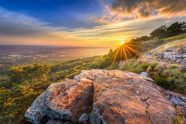 02 Sunset On Mt Nebo Looking Toward Mt Magazine - Professional Mt Nebo photography by Paul Caldwell
