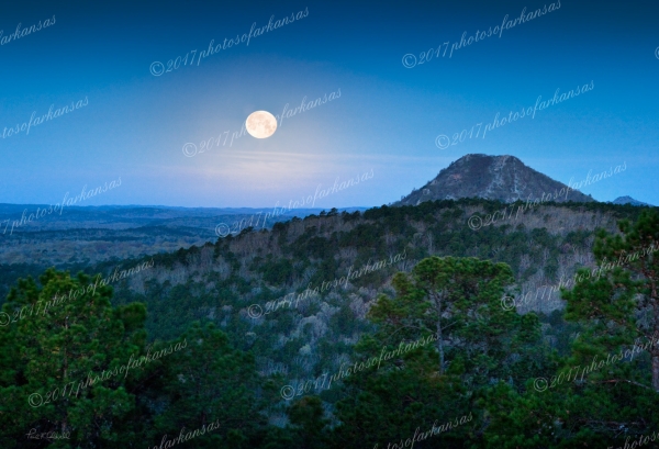 13 Moonset Over Pinnacle Mountain - Professional My Favorites Gallery photography by Paul Caldwell