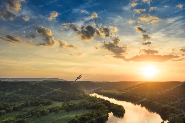 27 Airforce C 130 Over The White River At Sunset Near Painters Bluff - Professional My Favorites Gallery photography by Paul Caldwell