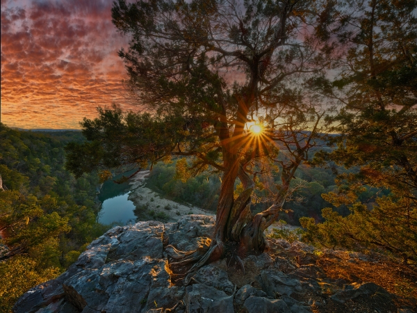 04 Buffalo River Sunset From Peter Cave Bluff - Professional Stone Bank New Hq photography by Paul Caldwell