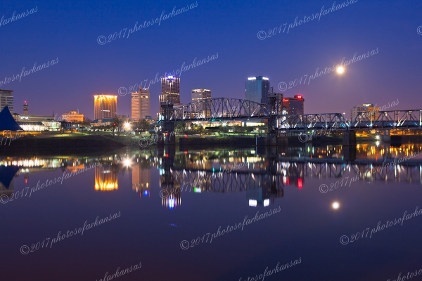13 Moonset Over Downtown Little Rock - Professional Temporary Gallery photography by Paul Caldwell