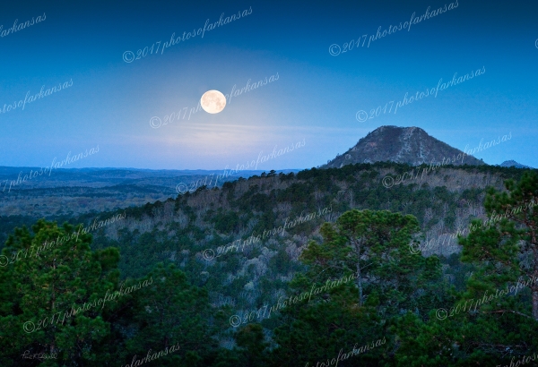 11 Moonset Over Pinnacle Mountain In March - Professional Views Of Pinnacle Mountain photography by Paul Caldwell
